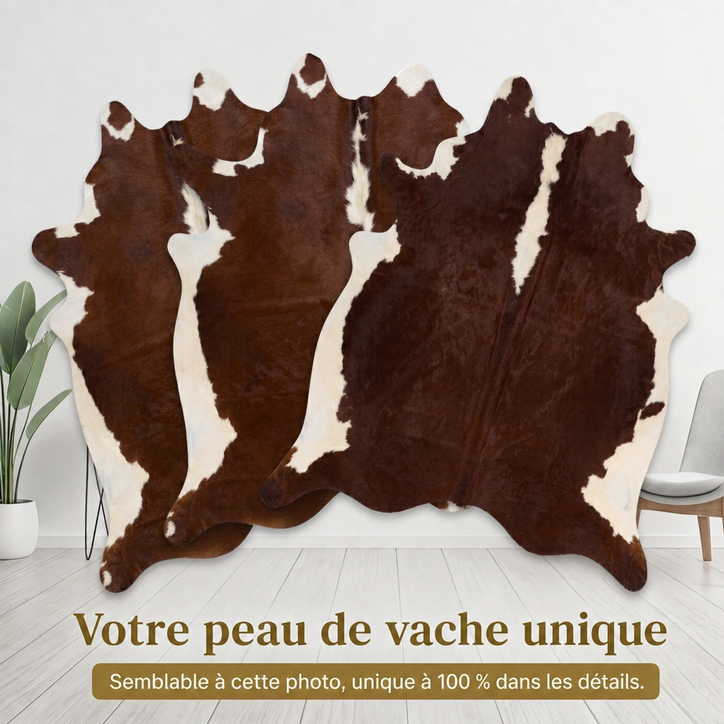 Peau de vache Hereford brun roux et blanc - image 6