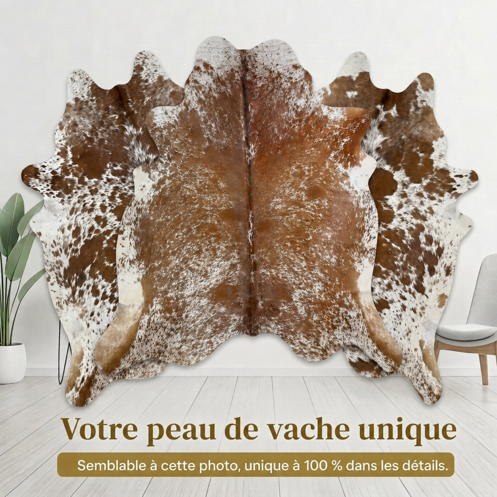 Peau de vache Poivre et sel Brun et blanc Foncé - image 6