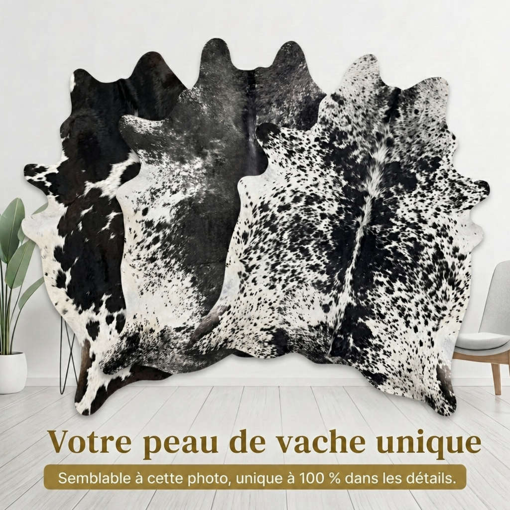 Peau de vache Poivre et sel Noir et blanc Foncé - image 6