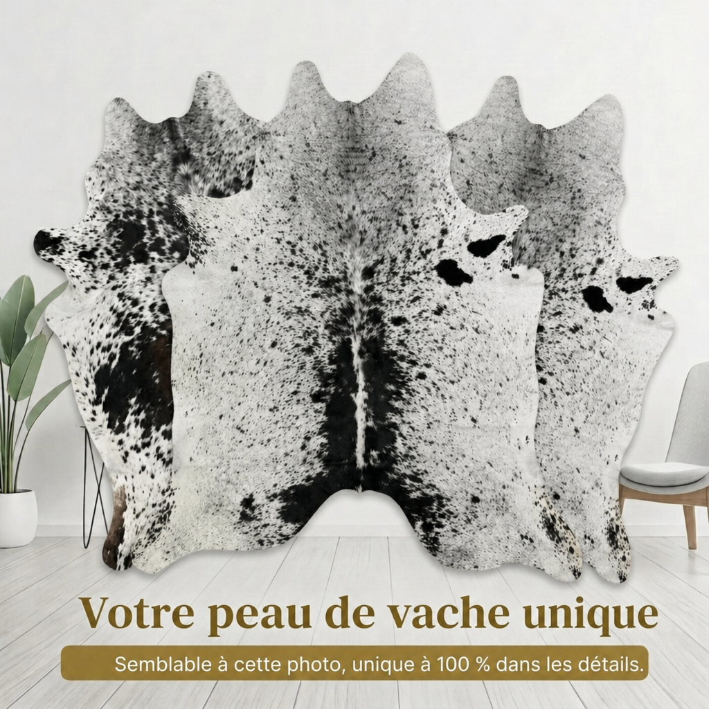 Peau de vache Poivre et sel Noir et blanc Clair - image 6