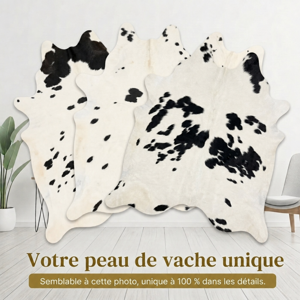 Peau de vache Noir et blanc tacheté clair - image 6