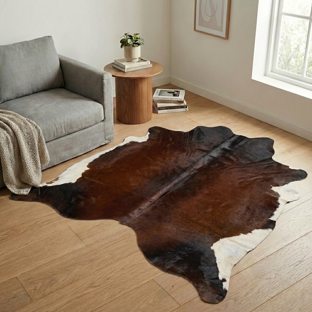 Tapis en peau de vache 193x193 cm - image 1